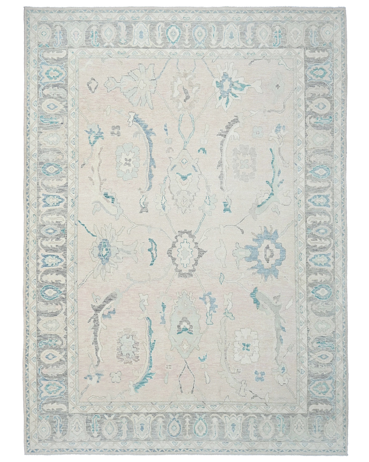 10x14 Beige Oushak Turkish Hand Knotted Soft Wool Area Rug
