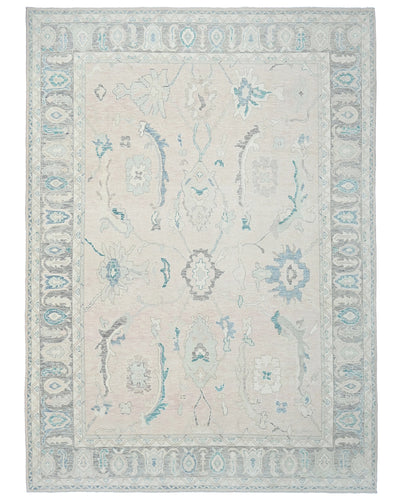 10x14 Beige Oushak Turkish Hand Knotted Soft Wool Area Rug
