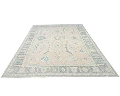 10x14 Beige Oushak Turkish Hand Knotted Soft Wool Area Rug