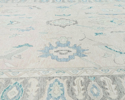 10x14 Beige Oushak Turkish Hand Knotted Soft Wool Area Rug
