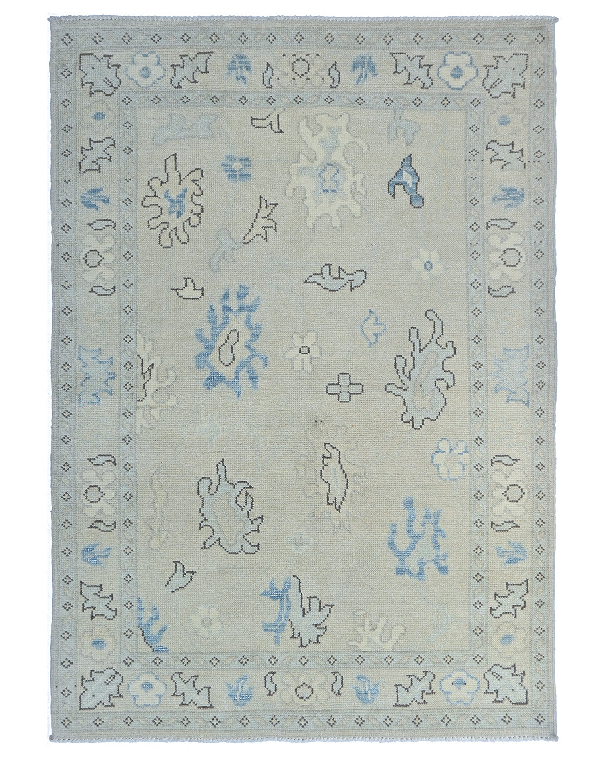 4x6 Taupe Gray Oushak Turkish Hand Knotted Traditional Soft Wool Area Rug