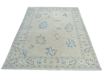 4x6 Taupe Gray Oushak Turkish Hand Knotted Traditional Soft Wool Area Rug
