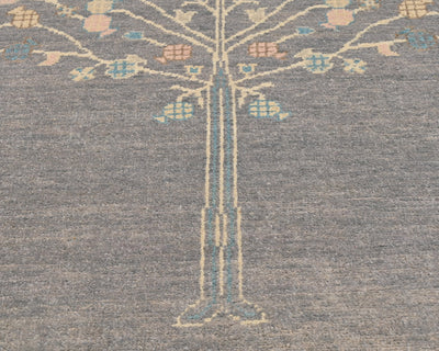 3x5 Gray Kuba Afghan Hand Knotted Wool Area Rug
