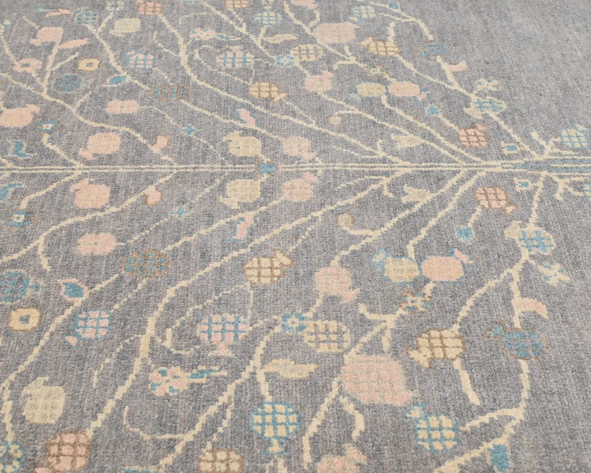 3x5 Gray Kuba Afghan Hand Knotted Wool Area Rug