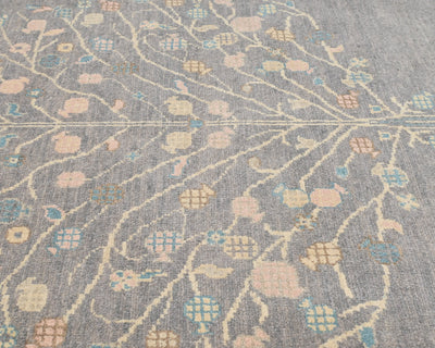 3x5 Gray Kuba Afghan Hand Knotted Wool Area Rug