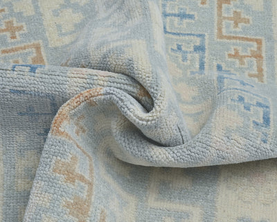 3x5 Oushak Gray Turkish Handmade Geometric Veg Dye Wool Rug