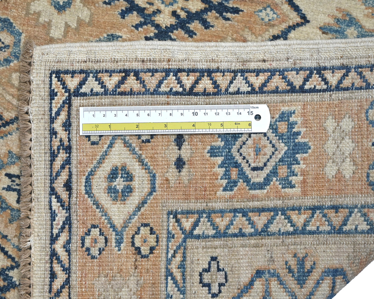 3x5 Kazak Beige Afghan Hand Knotted Geometric Design Wool Area Rug