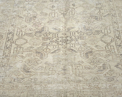 10 Ft Vintage Brown Persian Style Hand Knotted Distressed Low Pile Wool Runner Rug