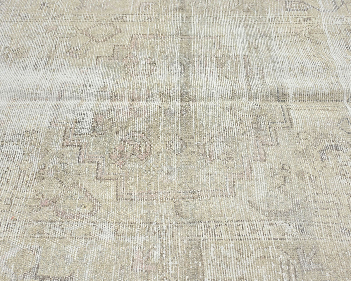 10 Ft Vintage Brown Persian Style Hand Knotted Distressed Low Pile Wool Runner Rug