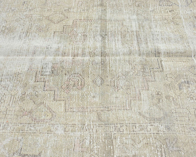10 Ft Vintage Brown Persian Style Hand Knotted Distressed Low Pile Wool Runner Rug