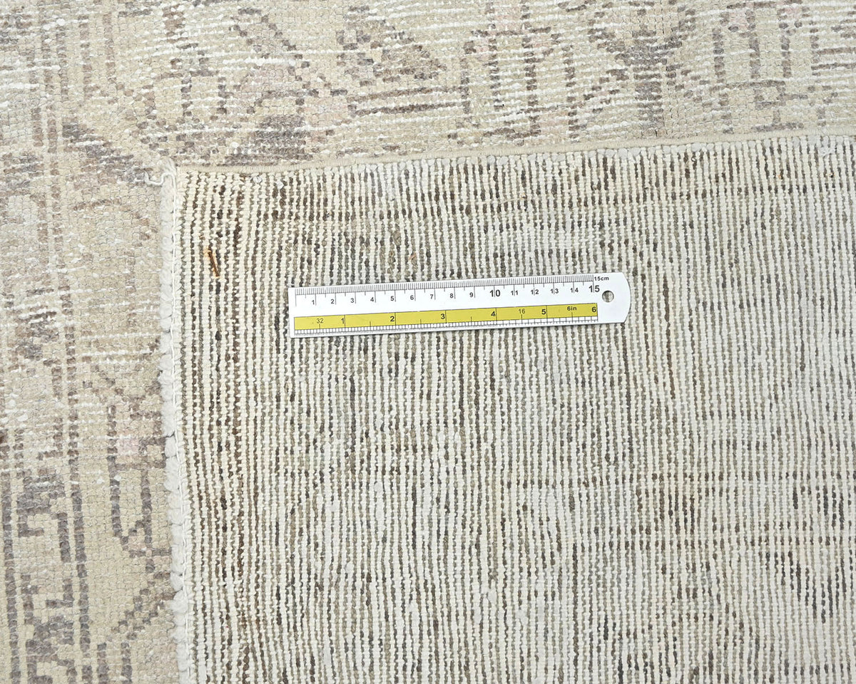 10 Ft Vintage Brown Persian Style Hand Knotted Distressed Low Pile Wool Runner Rug