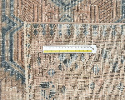11 Ft Vintage Brown Persian Style Hand Knotted Distressed Low Pile Wool Runner Rug