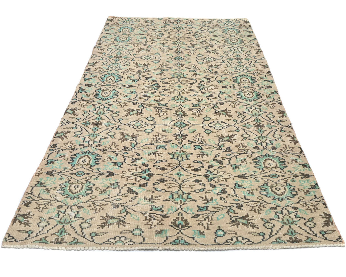 4x8 Vintage Brown Persian Style Hand Knotted Low Pile Wool Area Rug
