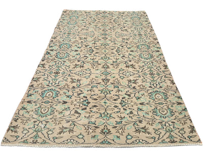 4x8 Vintage Brown Persian Style Hand Knotted Low Pile Wool Area Rug