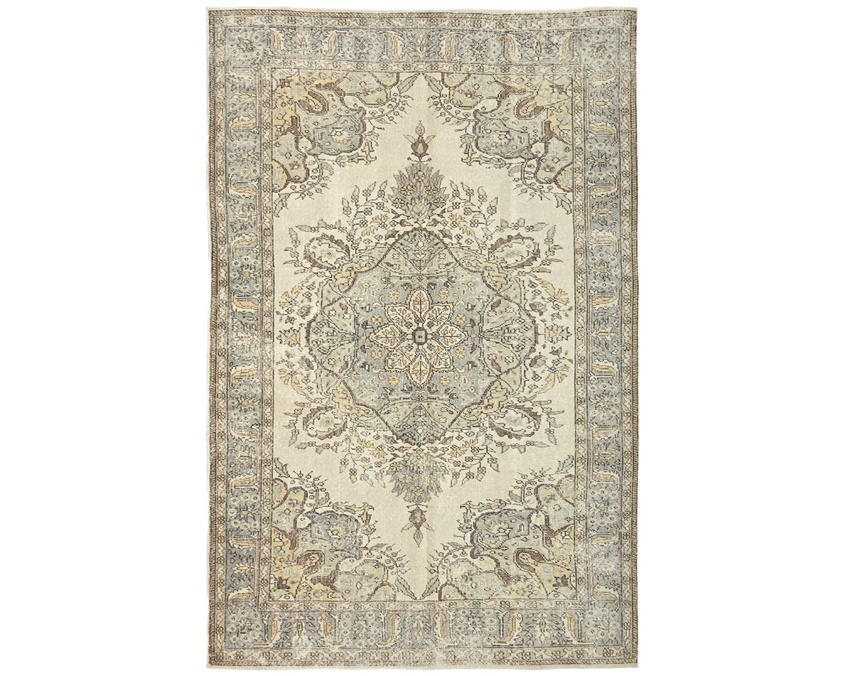 Alfombra de lana de pelo corto, estilo persa vintage, marrón, anudada a mano, de 6 x 9 pulgadas