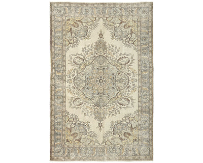 Alfombra de lana de pelo corto, estilo persa vintage, marrón, anudada a mano, de 6 x 9 pulgadas
