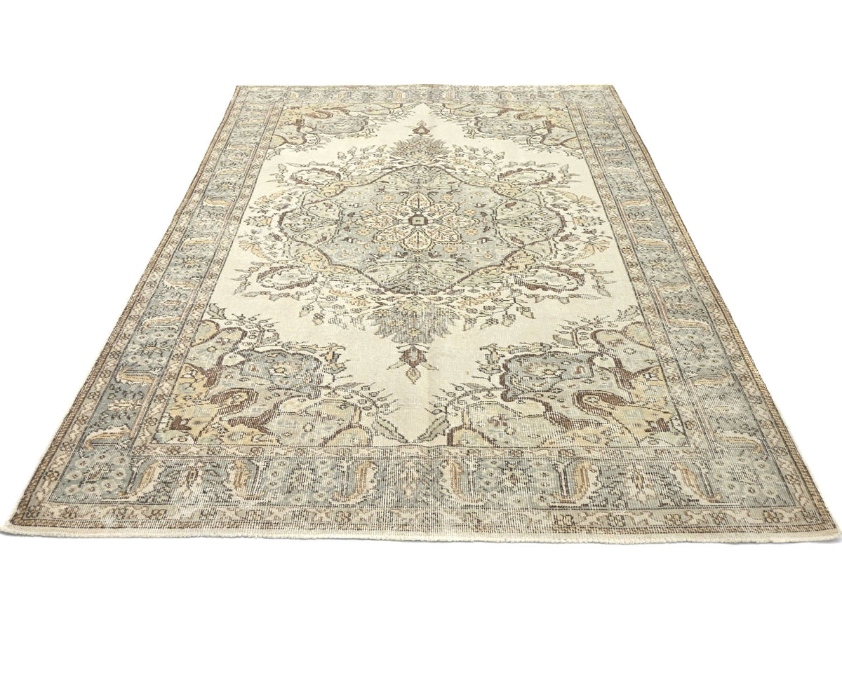 Alfombra de lana de pelo corto, estilo persa vintage, marrón, anudada a mano, de 6 x 9 pulgadas