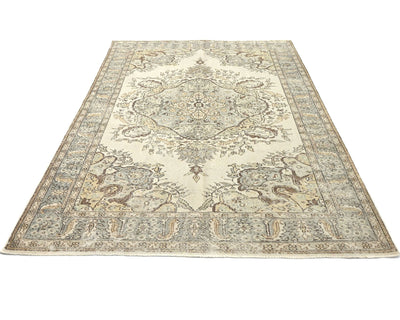Alfombra de lana de pelo corto, estilo persa vintage, marrón, anudada a mano, de 6 x 9 pulgadas