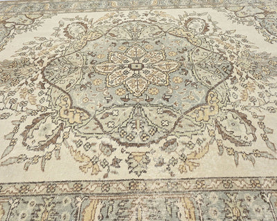 Alfombra de lana de pelo corto, estilo persa vintage, marrón, anudada a mano, de 6 x 9 pulgadas