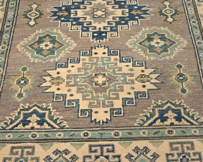 Alfombra afgana Kuba de lana anudada a mano, color gris, de 3 x 5 pulgadas