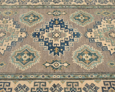Alfombra afgana Kuba de lana anudada a mano, color gris, de 3 x 5 pulgadas