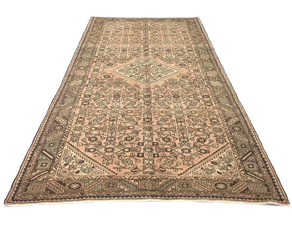 5x10 Vintage Brown Persian Style Hand Knotted Low Pile Wool Area Rug