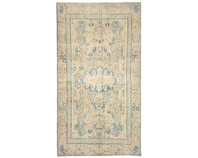 5x9 Vintage Brown Persian Style Hand Knotted Low Pile Wool Area Rug