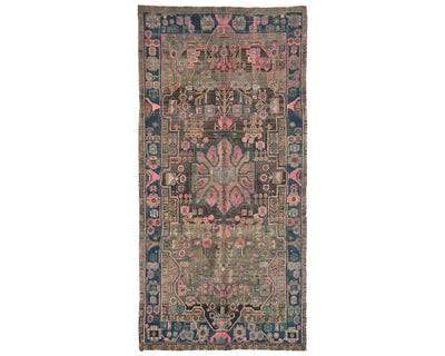 Alfombra de lana de pelo corto anudada a mano, estilo persa vintage, marrón, de 5 x 10 pulgadas