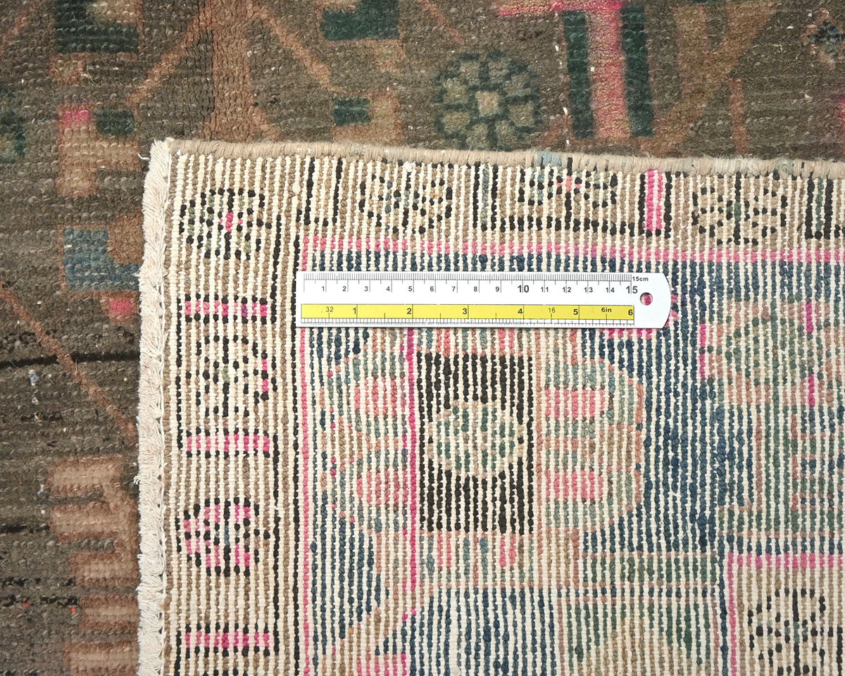 Alfombra de lana de pelo corto anudada a mano, estilo persa vintage, marrón, de 5 x 10 pulgadas