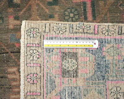 Alfombra de lana de pelo corto anudada a mano, estilo persa vintage, marrón, de 5 x 10 pulgadas