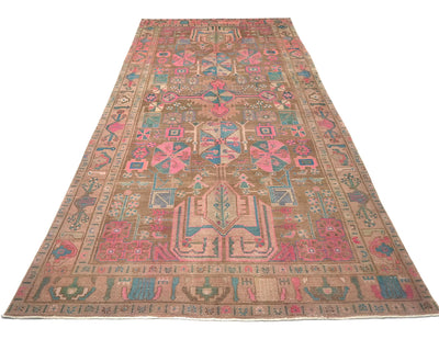 5x11 Vintage Brown Persian Style Hand Knotted Low Pile Wool Runner Rug