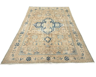 5x9 Vintage Brown Persian Style Hand Knotted Low Pile Wool Area Rug