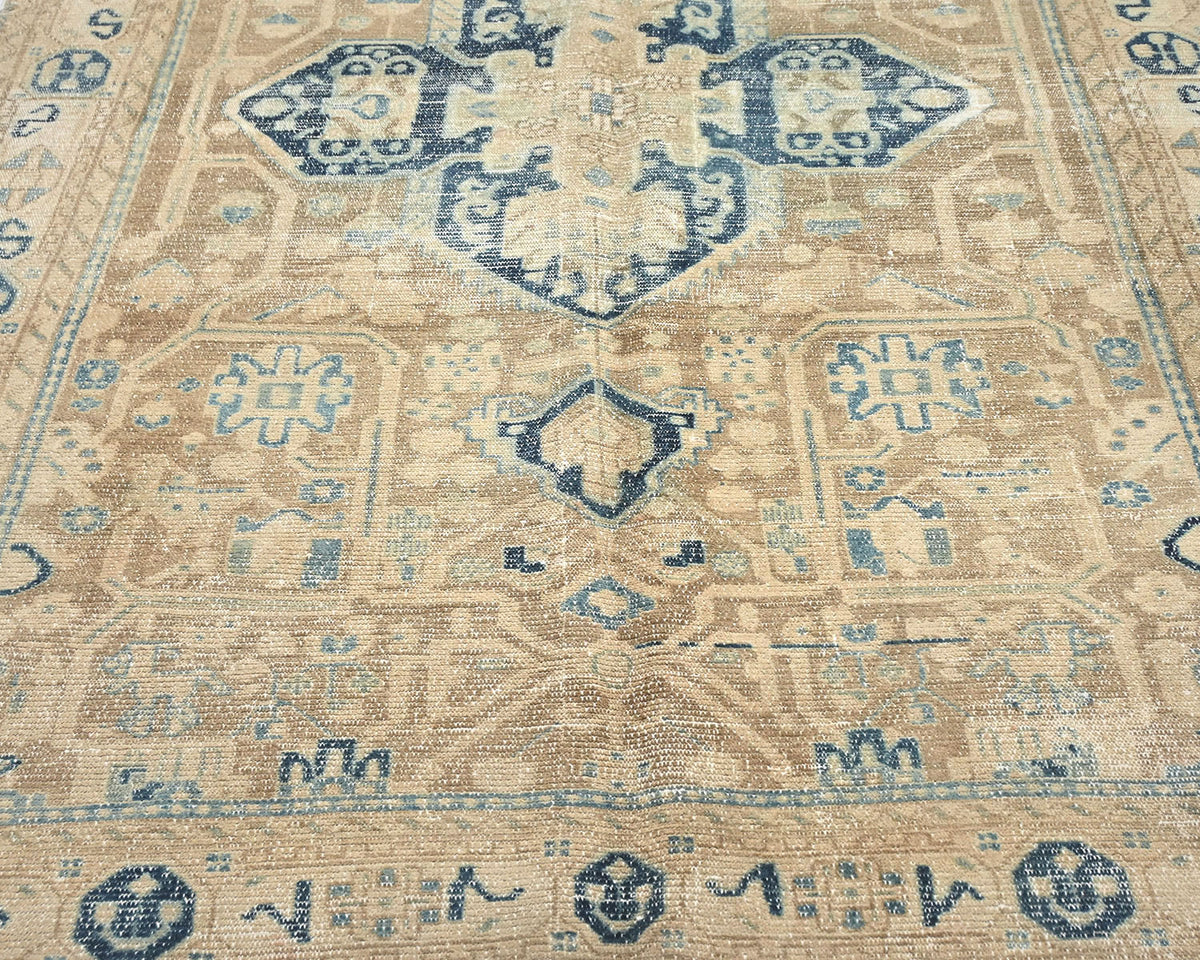 5x9 Vintage Brown Persian Style Hand Knotted Low Pile Wool Area Rug