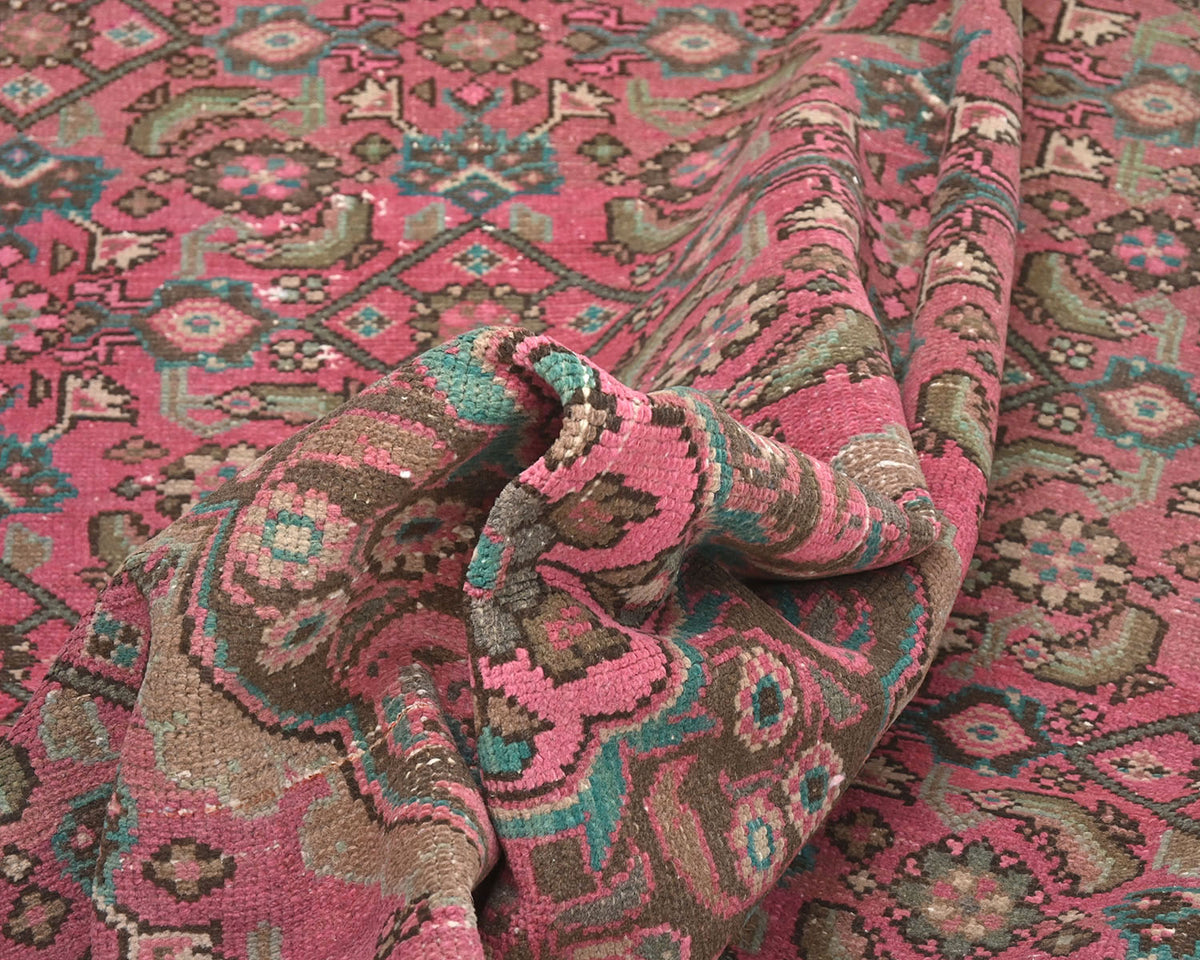 5x10 Vintage Pink Persian Style Hand Knotted Low Pile Wool Area Rug
