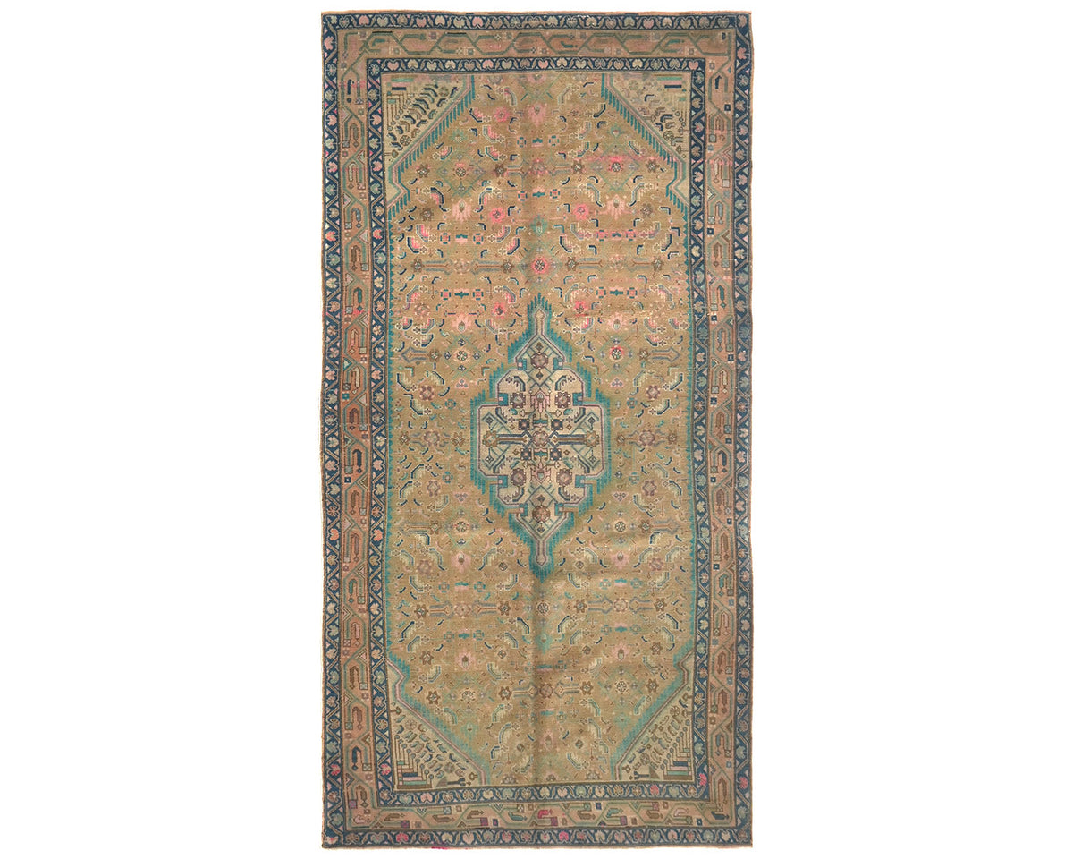 5x10 Vintage Brown Persian Style Hand Knotted Low Pile Wool Area Rug