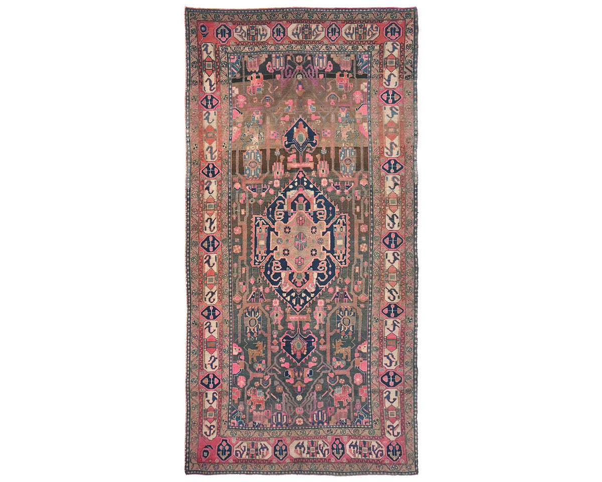 5x11 Vintage Gray Persian Style Hand Knotted Low Pile Wool Area Rug