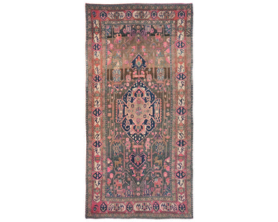 5x11 Vintage Gray Persian Style Hand Knotted Low Pile Wool Area Rug