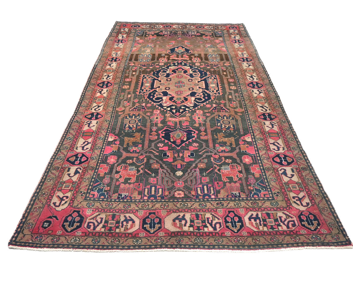 5x11 Vintage Gray Persian Style Hand Knotted Low Pile Wool Area Rug