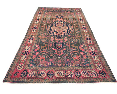 5x11 Vintage Gray Persian Style Hand Knotted Low Pile Wool Area Rug