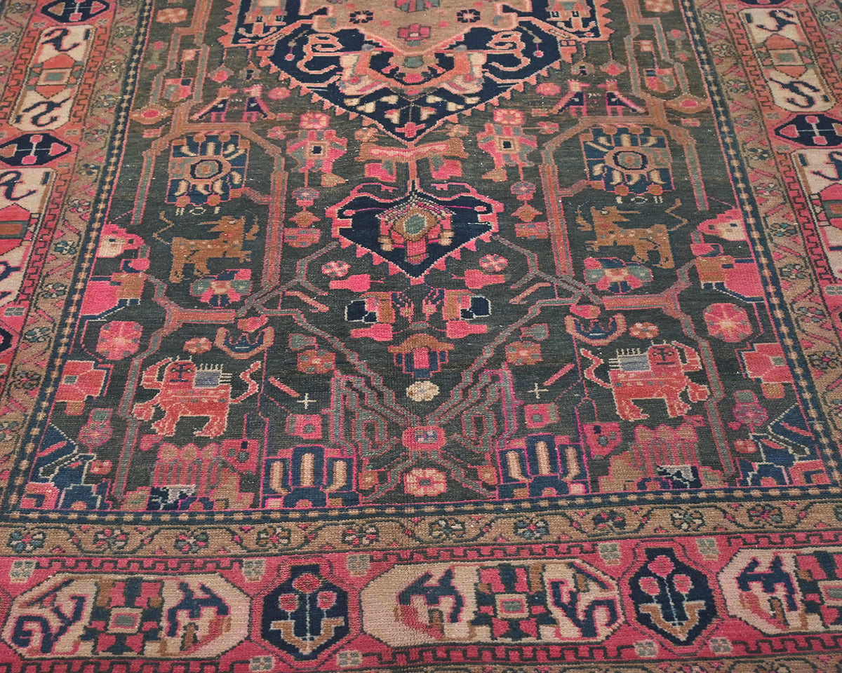 5x11 Vintage Gray Persian Style Hand Knotted Low Pile Wool Area Rug