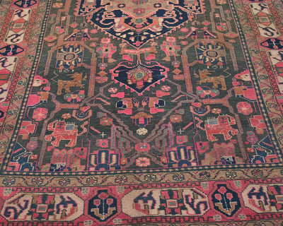 5x11 Vintage Gray Persian Style Hand Knotted Low Pile Wool Area Rug
