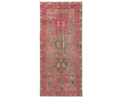 10 Ft Vintage Brown Persian Style Hand Knotted Low Pile Wool Runner Rug