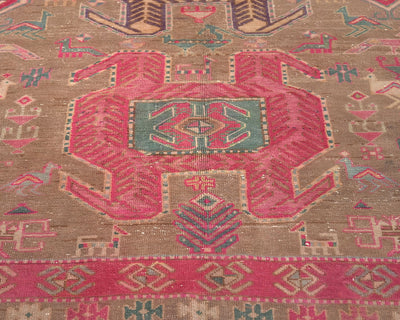 10 Ft Vintage Brown Persian Style Hand Knotted Low Pile Wool Runner Rug
