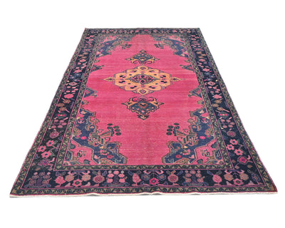 5x10 Vintage Pink Persian Style Hand Knotted Low Pile Wool Area Rug