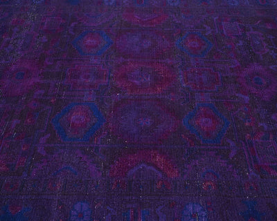 Alfombra de lana de pelo corto anudada a mano, estilo persa vintage morado, de 5 x 10 pulgadas
