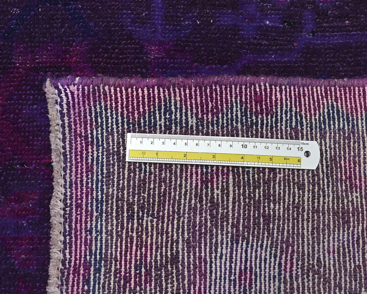 Alfombra de lana de pelo corto anudada a mano, estilo persa vintage morado, de 5 x 10 pulgadas