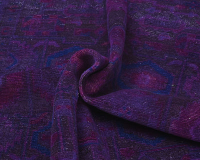 Alfombra de lana de pelo corto anudada a mano, estilo persa vintage morado, de 5 x 10 pulgadas