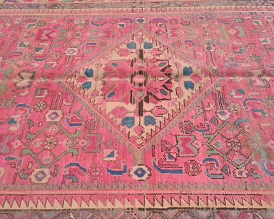 5x11 Vintage Pink Persian Style Hand Knotted Low Pile Wool Area Rug