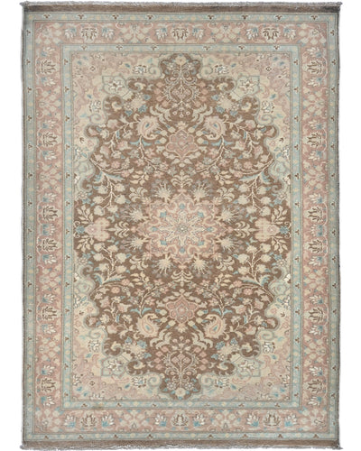 Alfombra de lana anudada a mano, estilo persa oriental marrón, de 3 x 5 pulgadas