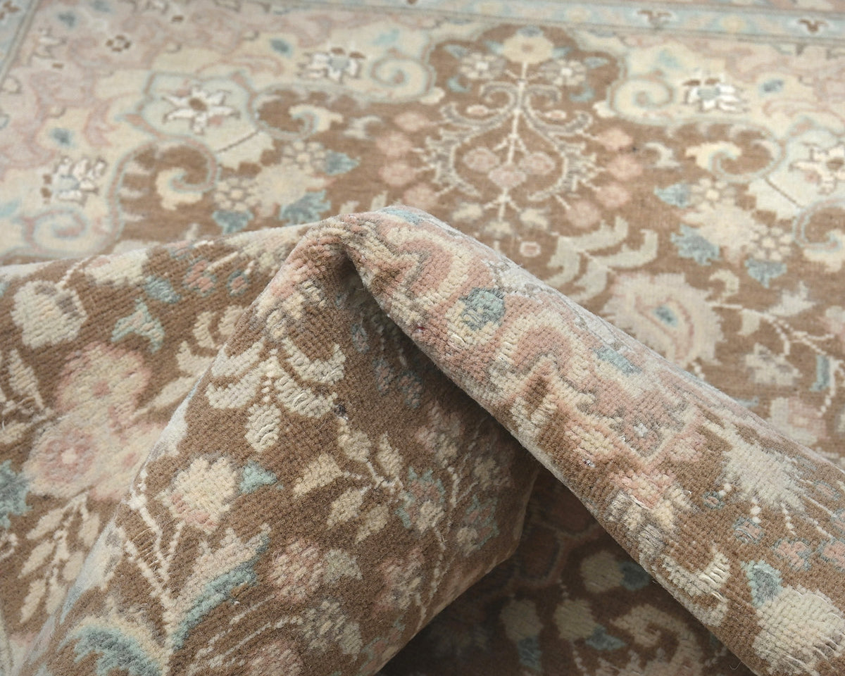 Alfombra de lana anudada a mano, estilo persa oriental marrón, de 3 x 5 pulgadas